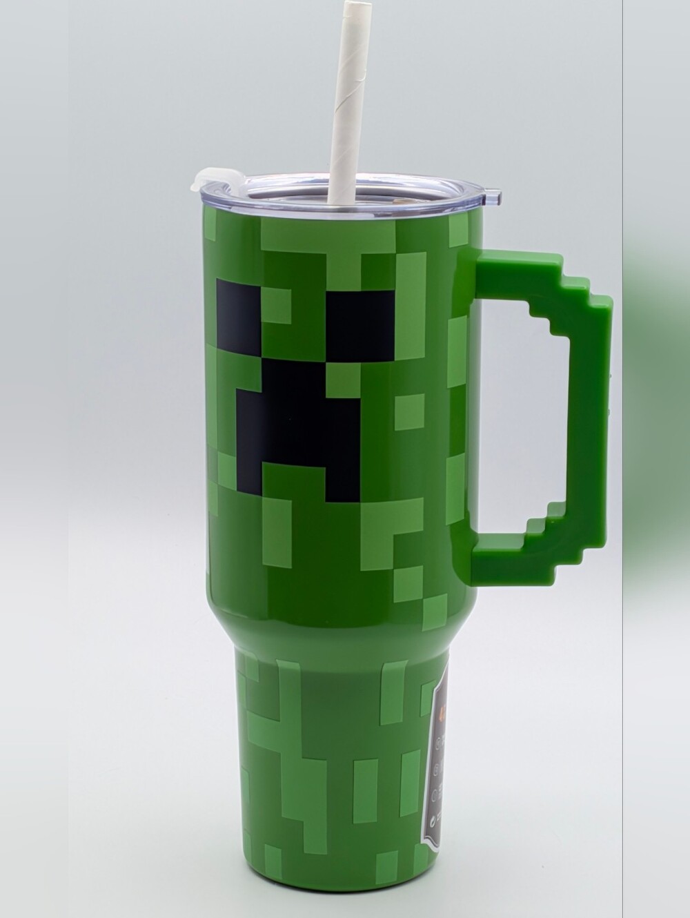 Minecraft Creeper 40 oz Stainless Steel Tumbler Cup with 3D Pixel Handle NEW